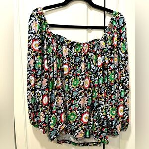 Boden B/W, Red,Yellow & Green floral peasant top